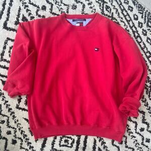 Vintage 90s Tommy Hilfiger Red Logo Pullover Crewneck Sweatshirt
